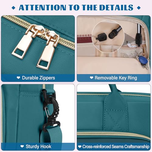 Image of RAINSMORE Laptop Bag 17.3 Inch Briefcase for Women Waterproof Computer Messenger Shoulder Bags Large Laptop Case for Work Business Office Travel College, Dark Green