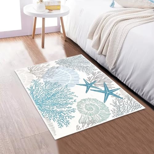 Tapete decorativo costero 60x90 cm azul lavable antideslizante miniatura 3