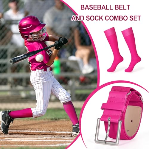 XZQTIVE Baseball Belt and Socks Combo Set Adjustable Softball Belt and Socks Elastic Waist Belt for Youth Adult2