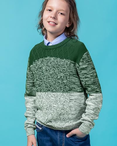 Image of BOBOYOYO Boys Sweaters 100% Cotton Cable Knit Kids Sweater Striped Pullover