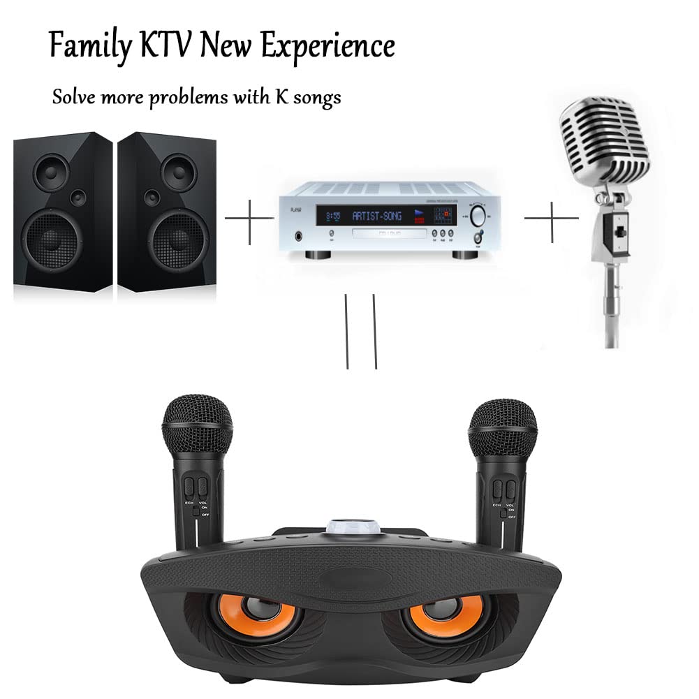 Karaoke Mikrofon, Bluetooth Lautsprecher und Mikrofon, Drahtloses Mikrofon für Innen und Außen, Tragbarer Home KTV Lautsprecher mit Verstärker, Heimkino Karaoke System (Schwarz)
