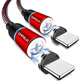 Magnetic Phone Charger for iOS Devices, CAFELE 2 Pack 6.6ft Magnetic Charging Cable with Led Light, 3.0A Nylon Braided Magnet USB Cord Support Data Trasfer for Phone Xs/Max/XR/X/8/8Plus/More (Red)