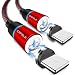 Magnetic Phone Charger for iOS Devices, CAFELE 2 Pack 6.6ft Magnetic Charging Cable with Led Light, 3.0A Nylon Braided Magnet USB Cord Support Data Trasfer for Phone Xs/Max/XR/X/8/8Plus/More (Red)