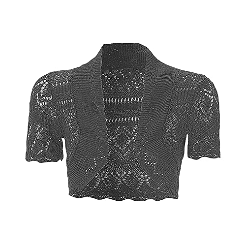 Gal Moda | Little Girl Short Sleeve Cardigan Shrugs in Knitted Pointelle | Cardigan Sweater Elegant Shrugs for Kids