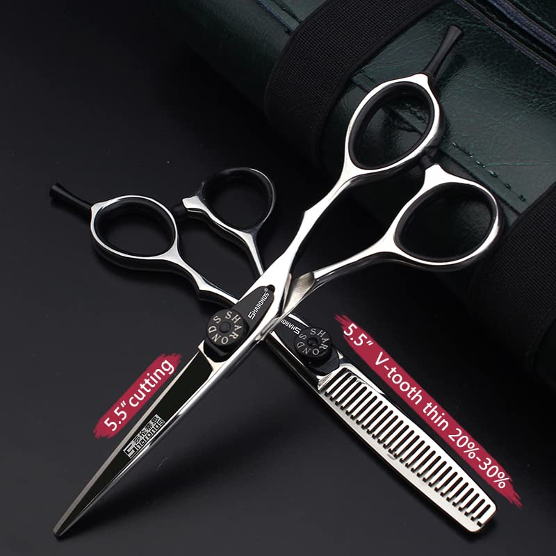SHARONDS Ciseaux de coupe laser 5.5 pouces 440C japonais coiffeur professionnels ciseaux à effiler cheveux