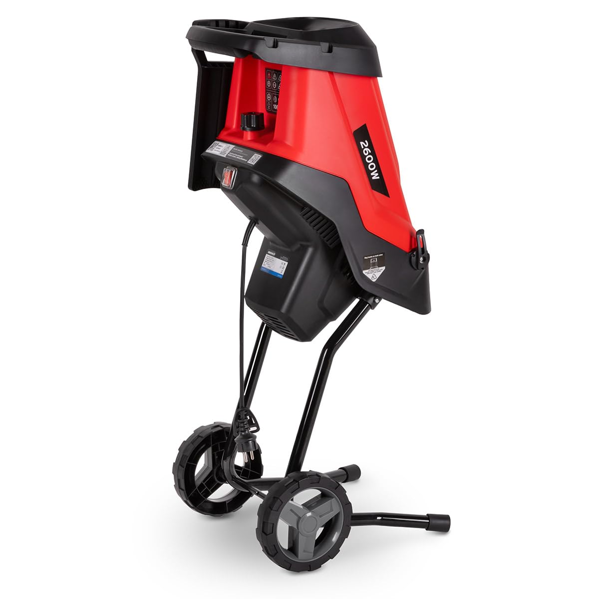 GREENCUT GE250C-2 - Biotrituradora eléctrica, Potencia 2600W, Capacidad de Corte 45mm, tolva de Gran tamaño, 2 Bolsas de Recogida de 45l, Ruedas y asa para Transporte, Rojo