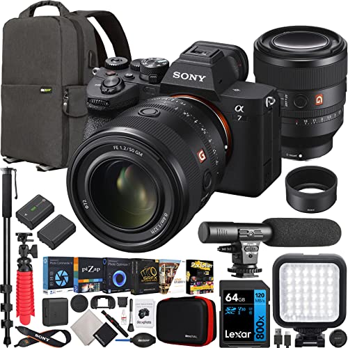 Sony a7 IV �t���t���[�� �~���[���X�J�����{�f�B FE 50mm F1.2 GM G �}�X�^�[�����Y ILCE-7M4/B + SEL50F12GM �o���h�� �f�R�M�A�ʐ^�o�b�N�p�b�N + ��r + �\���o�b�e���[ LED �L�b�g�A�N�Z�T���[