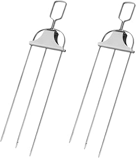 Housoutil 2 Peças De Garfo De Churrasco De Aço Inoxidável Grelha De Churrasco De Aço Inoxidável Espetos De Carne Garfo De Churrasco Assador De Metal Espetos De Churrasco Grelhador De