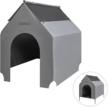 Zooba 29 Durable Dog House Cover - Waterproof & UV-Resistant 600D Oxford Fabric Canopy for Outdoor Kennels - Cover Only, Fits 36"x30"x44" Houses - Protective Large Breed Shelter Top - Cool Grey