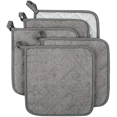 Lifaith 100% Cotton Terry Pot Holder Set of 5 Grey Cover