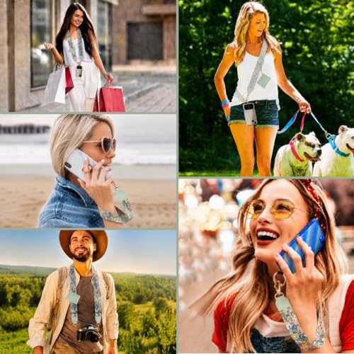 Image of XANGNIER Clip and Go Strap for Phone with Wallet Crossbody, Phone Strap with Zippered Wallet, Adjustable Anti Theft Cellphone Lanyard for Women, Cellphone Chain Accessories,Multicolor 35