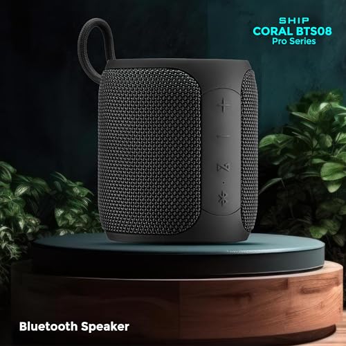 Image of SHIP Coral BTS08 Pro Series Portable Bluetooth Speaker with 16Watt Loud Sound | IPX7 Water Resistance | TWS Feature, Up to 14H Total Playtime | Multi-Compatibility Modes (Napoleon Black)
