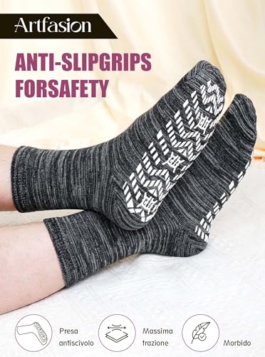 Artfasion Non Slip Socks Men: Women Grip Anti Slip Socks for Seniors Hospital Yoga Pilates4