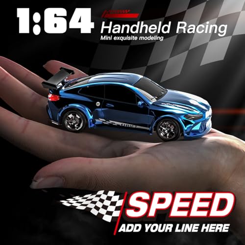 Image of 1:64 Scale Mini RC Drift Car, 2.4GHz 4WD Desktop Drift Car (Blue) | Handheld Drift Car, Full Proportional Model Vehicle with LED Lights, Multiple Drift Modes, Racing Sport Toy for Adults Teens