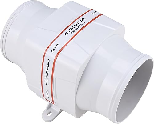 Miniatura 5 de NovelBee Marine - Soplador eléctrico de 12 V de 4 pulgadas en línea, soplador en línea de barco de 270 CFM con ventilador de seis aspas