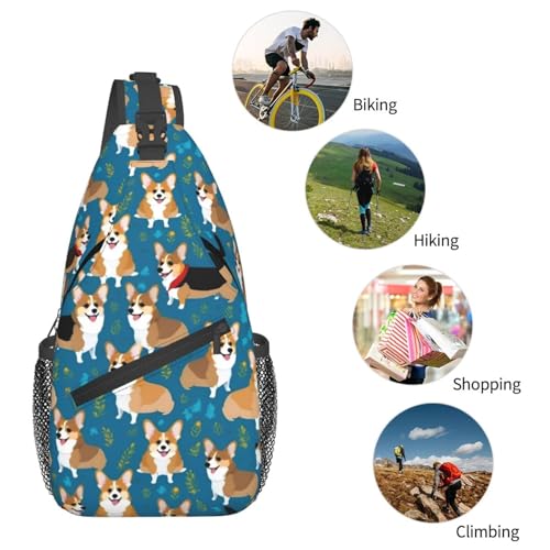 Mochila bandolera con estampado de corgi para senderismo miniatura 6