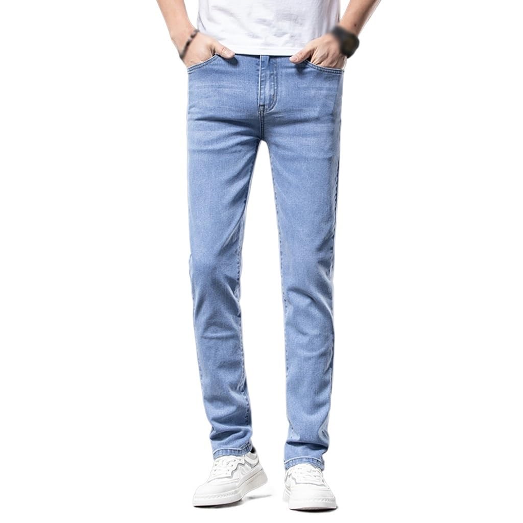 Regular Fit Jeans Loose Slim Casual Pants Mens Stretch