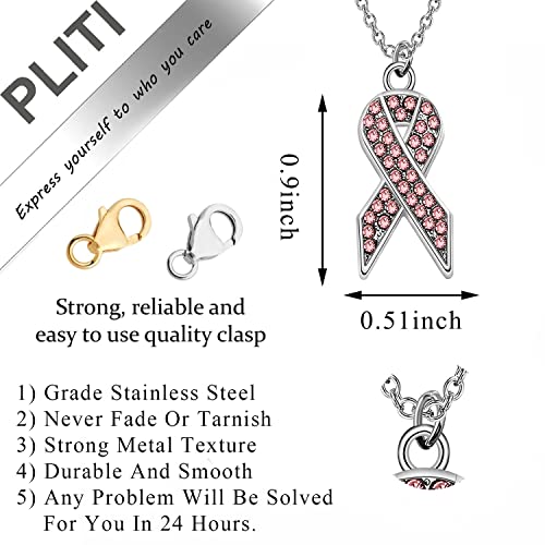 PLITI Breast Cancer Awareness Gift Cancer Survivor Gift Pink Ribbon Necklace I Have A Shitty Titty But I Will Survive Cancer Fighter Jewelry3