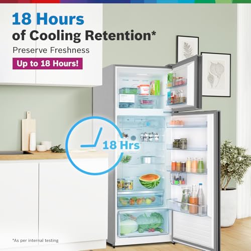 Image of Bosch 368L, 3-Star, Inverter Frost free Double Door Refrigerator (2025 Model, CTC39K03NI, 6-in-1 Convertible, 18 Hours Cooling Retention, Digital Display, Super Freeze, 80min Convert, Smoky Steel)