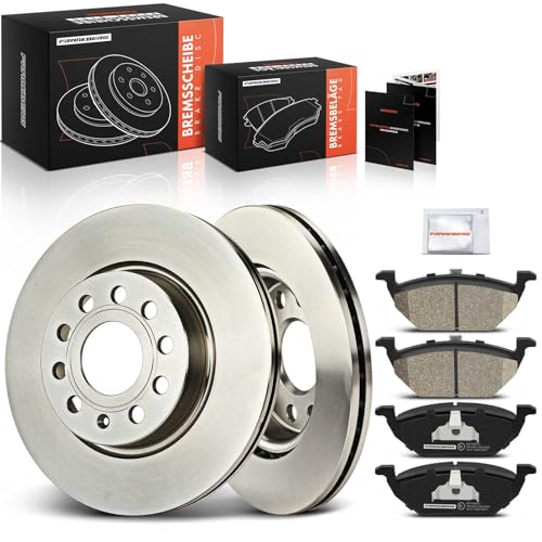 Frankberg Brake Set incl. 2x Discs + 4x Pads Front Compatible with A3 8P1 Leon 1P1 A3 Sportback 8PA Golf Plus 521 5M1 Yeti 5L Replace# JZW698151 1K0615301AC