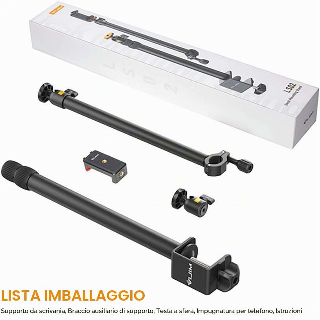VIJIM Treppiede regolabile LS02 con supporto - con morsetto da tavolo - per foto e video dall'alto