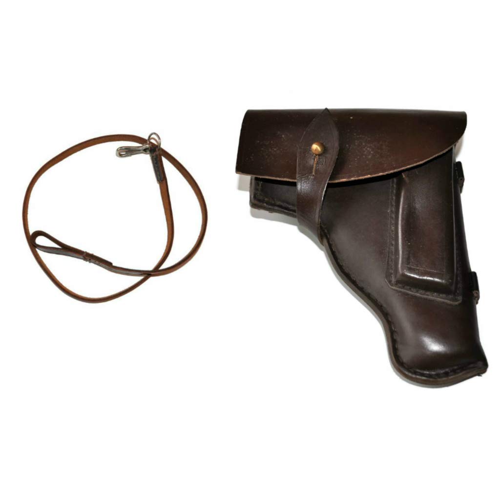 Original Russian Made in USSR Soviet Makarov Pistol Holster PM Gun Lanyard Stitched Strap Genuine Leather Brown Pistolet Makarova Military Surplus