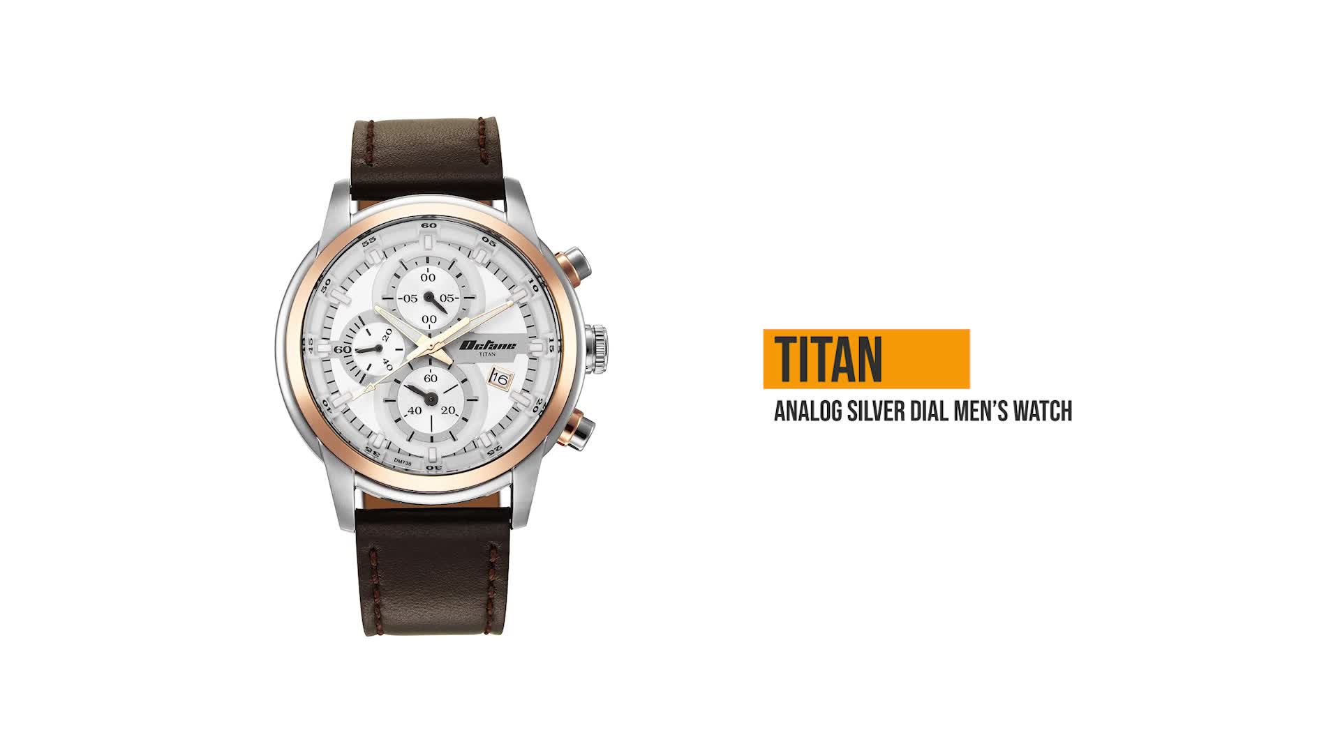 Titan Octane Quartz Chronograph with Date Silver Dial Brown