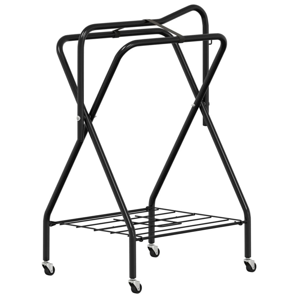 Homgoday Soporte Plegable para Silla de Montar - Estructura de Hierro, Espacio Amplio, Negro, 68x52x96 cm