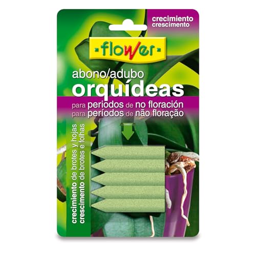 Flower - Abono Clavos Orquídeas Crecimiento 5u | Abono CE NPK 6-2-2 | Micronutrientes para Periodo de Crecimiento | Estimula Brotes y Hojas | Liberación Gradual