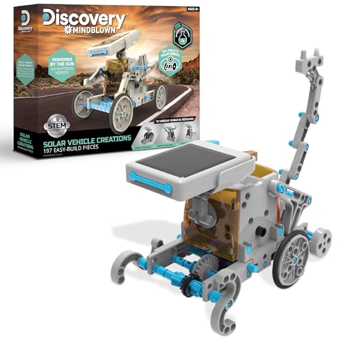 Discovery Mindblown STEM 12-in-1 Solar Robot Creation 197-Piece Kit with Working Solar Powered Motorized Engine and Gears, Construction Engineering Set for Ages 8 and Up