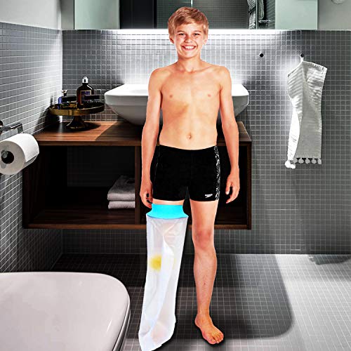 Image of Waterproof Cast Cover Long Leg Child for Shower Bath,Wound Barrier Bandage ProtectoriA'Watertight Cast Bag for Kids Foot Ankle Orthopedic Boot,Part Away from Moisture, Keep Casts Bandage Dry(Large