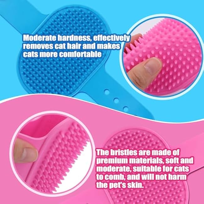 4pcs Cat Self Grooming Brush, TPR Cat Face Scratcher Adjustable Pet Hair Massage Combs Artifact for Climbing Frames & Table Legs, Short/Long Hair Cats & Kittens Interactive Toy (Pink, Blue)-hlilVVdO