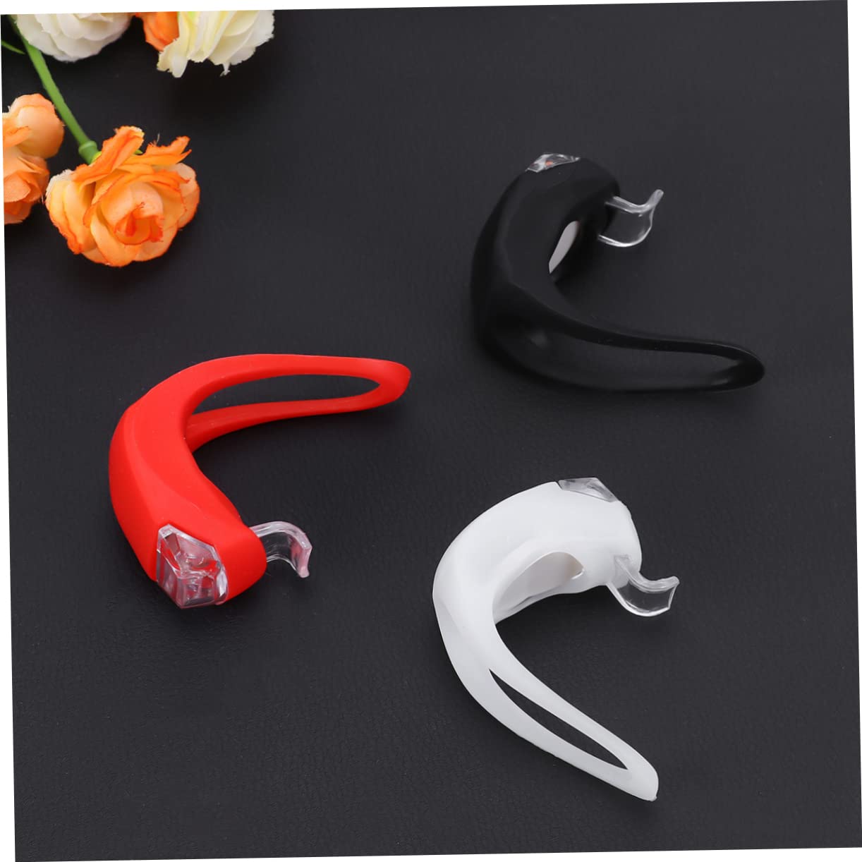 Happyyami 6Pcs LED Bike Light Silicone Front and Rear Flash Lamps Red Black White Easy Install Cycling Accessories for Night Safety