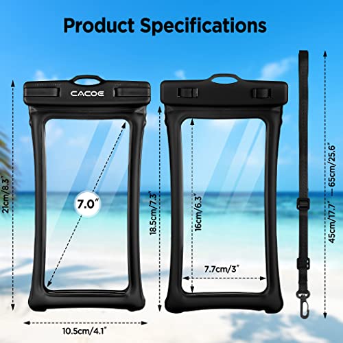 CACOE Floatable Waterproof Phone Pouch 2 Pack Up to 7.0",Black+White by CACOE - Used condition - Image 7