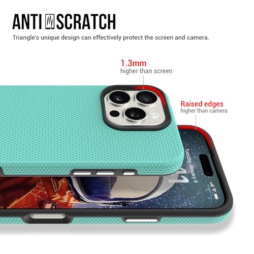 Image of NOXO Ultra-Hybrid Triangle Back Case Cover for iPhone 16 Pro Max, | Shockproof Design | Camera Protection | Soft TPU & Rugged PC | Bumper Case Cover for iPhone 16 Pro Max, (Mint Grean)