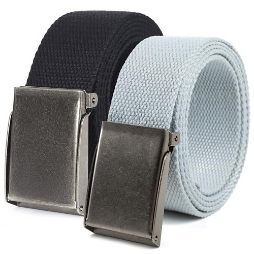 Image of Mile High Life Canvas Web Belt | Cut to Fit Up to 52 inch | Flip-Top Matte Silver Nickel Buckle 12 Colors