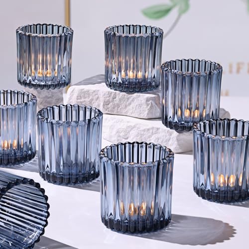 8pcs Large Blue Votive Candle Holders, 2.95