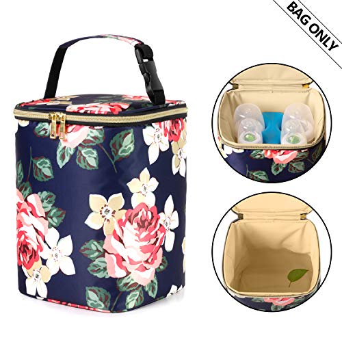 Teamoy Borse frigo per Biberon, borsa termica biberon per la Conservazione del Latte Materno, contiene fino a 4 biberon 270ml, Peonia(Senza Mattonelle Refrigeranti Includere)