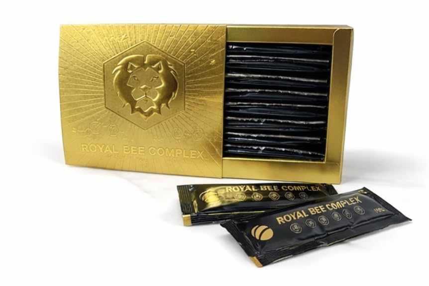 Image of Gold Honey Packs - Pure Honey with Royal Jelly & Bee Pollen, Single-Serve Honey Packets, 10g Honey Per Pack, Pack of 24