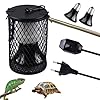 WIYETY Lámpara de calor para reptiles con cesta protectora: 2 unidades 75 W + 100 W E27 lámpara de calor de cerámica, reptiles con interruptor de atenuación para tortugas, serpientes, lagartos,