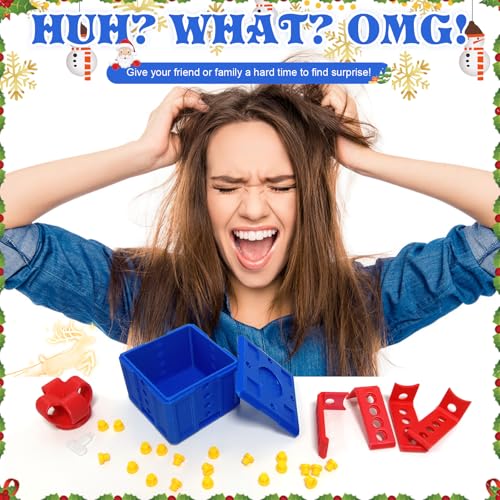 Nervige Geschenkbox, 8CM 3D-Druck Geschenkbox mit Twist Speicher Streichbox, Rätsel Für Kreative Geschenke, Speicher Streichbox für Valentinstag, Kleiner Schmuck (Blau)