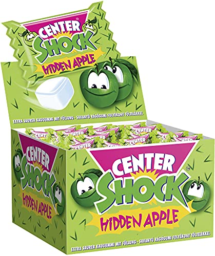 Center Shock Hidden Apple, Box mit 100 Kaugummis, extra-sauer mit Apfel-Geschmack, perfekt für Geburtstag, Pinata, Partys, Candy-Bar & Schultüte, 400g