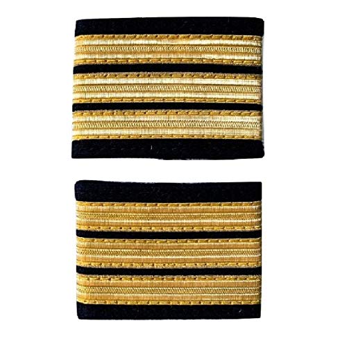 Paire de Galons pour épaulettes OPL | Officier Pilote de Ligne | Co Pilote | Or Fond Marine Cover