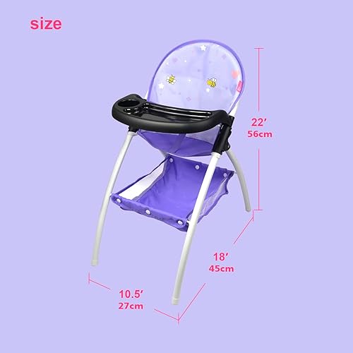 Miniatura 4 de ANIVIA Silla alta de muñeca de bebé silla alta para muñecas de hasta 16 pulgadas color morado