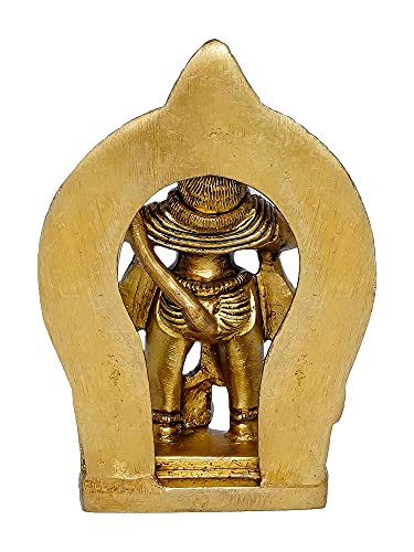 Image of eCraftIndia Golden Brass Handcrafted Lord Hanuman Opening His Heart and Showing Sita Ram in His Heart Idol - Divine and Expressive Religious God Statue for Home, Office, Temple, Pooja Room