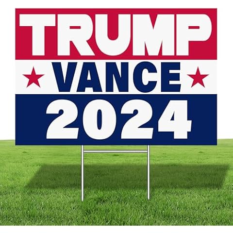 Trump Vance Yard Sign, Trump JD Vance 2024 Yard Sign,18×12 Inch Take America Back with H Stake Double Sided, Donald Trump Merchandise Yard Sign Display for President Outdoor Decorations Party Supplies Cover