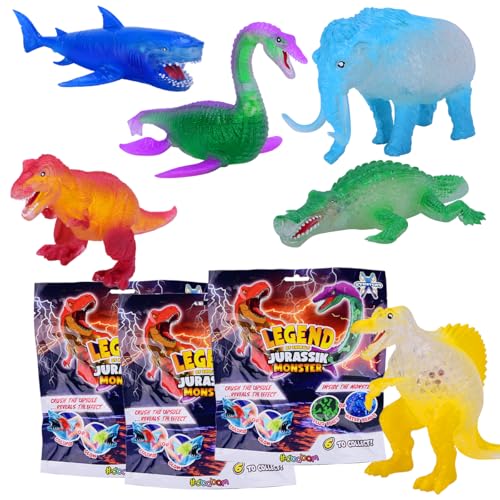 #sbabam Funny Box Jurassik Monster, Dinosaurios con Efectos Especiales, 3 Piezas, Juegos para Niños de Quiosco con T-Rex, Triceratops y Otros - Animales de Juguete para Niños +3 Años