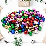 TKYGU 144 PCS/1.18 inch Christmas Tree Ornaments, Christmas Ball Decoration Set Color Mixing（Red Green Gold Blue Purple Silver） Christmas Ball Shatterproof Hanging Tree Ornament Set