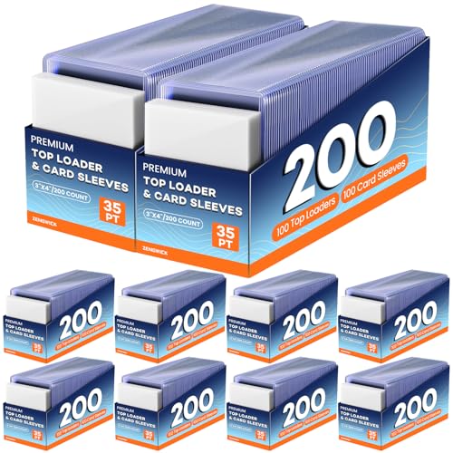 2000 Card Sleeves Top Loaders for Cards 3 x 4 Hard Plastic Toploaders Baseball Card Protectors Trading Card Holder for Football Sports Cards (1000 Toploaders + 1000 Penny Sleeves)