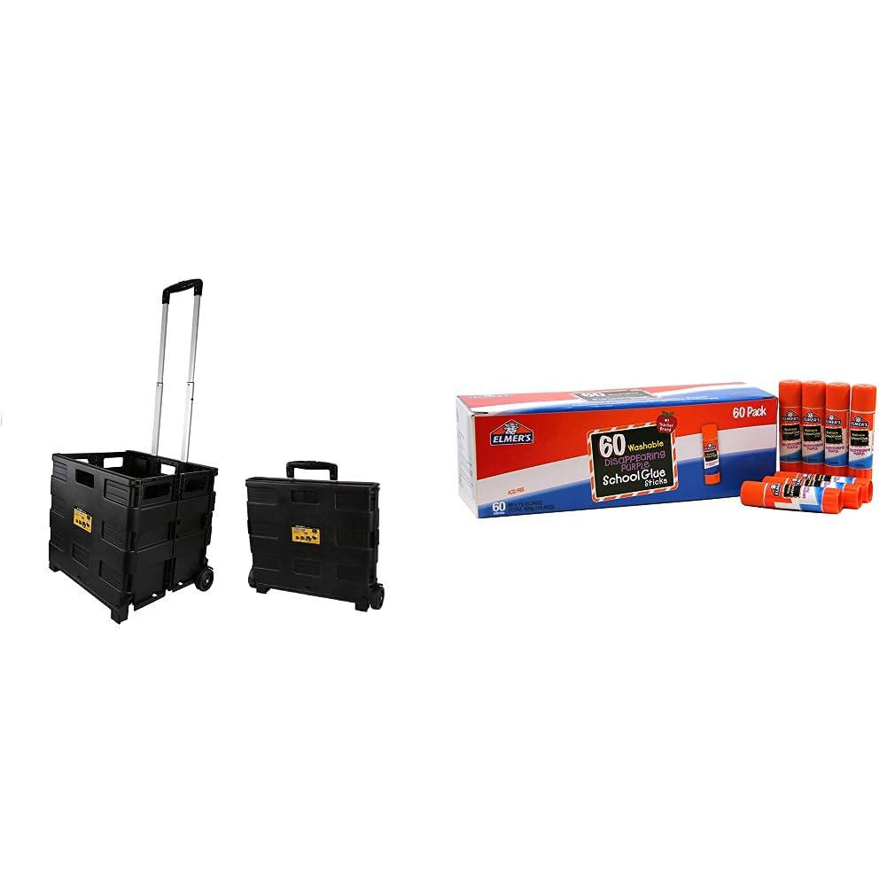 Olympia Tools 85-010 Grand Pack-N-Roll Portable Tools Carrier with Telescopic Handle, 80 Lb. Load Capacity, Black & Elmer's Disappearing Purple School Glue Sticks, Washable, 7 Grams, 60 Count